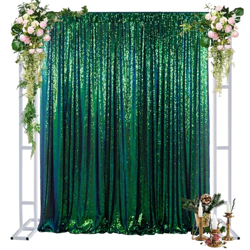 DUOBAO Sequin Backdrop Photography Background 4FTx8FT Sequin Backdrop Curtain Colorful Green Halloween Decor Wedding Photo Backdrop Glitter Curtains Home Decor (4FTx8FT, Colorful Green)