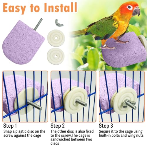 Image of PINVNBY 4 PCS Bird Perch Stands Parrot Calcium Perch Beak Grinding Stone Foot Claws Trimmer Parakeet Platform Parrot Chewing Toys for Small Medium Cockatiel Conure Lovebird Finch(Pink)