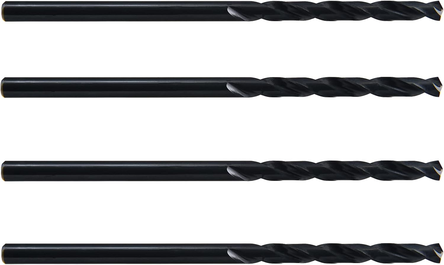 MAXTOOL 5/16"x6" 4pcs Identical Aircraft Extension Drills HSS M2 Extra Long Deep Twist Drill Bits Straight Shank Fully Ground Black; ACF02B06R20P4