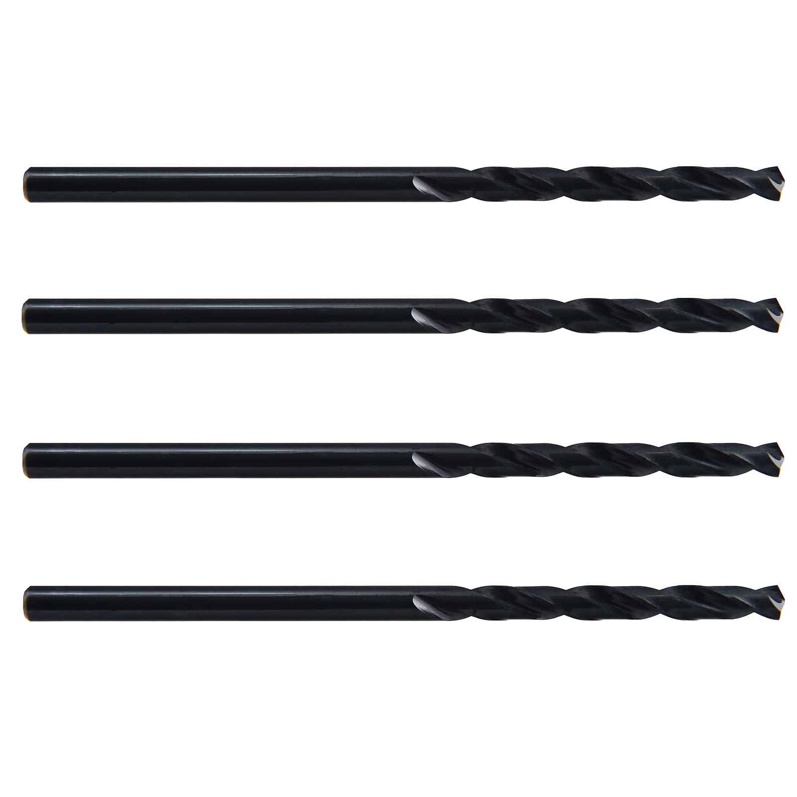 MAXTOOL 7/32"x6" 4pcs Identical Aircraft Extension Drills HSS M2 Extra Long Deep Twist Drill Bits Straight Shank Fully Ground Black; ACF02B06R14P4