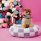 LE SURE Shown on TV Donut Small Dog Bed - Round Cat Beds Indoor Anti-Anxiety Calming Gift for Pets, Cute Modern Home Decor Beds with Jacquard Shaggy Plush & Anti Slip Bottom, 23 Inch, Purple