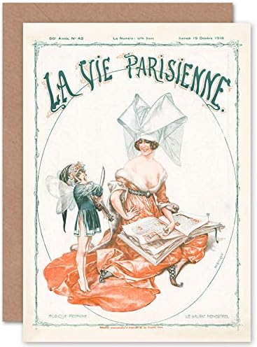 Artery8 La Vie Parisienne Gallant Minstrel Music Magazine Cover Sealed Greeting Card Plus Envelope Blank inside