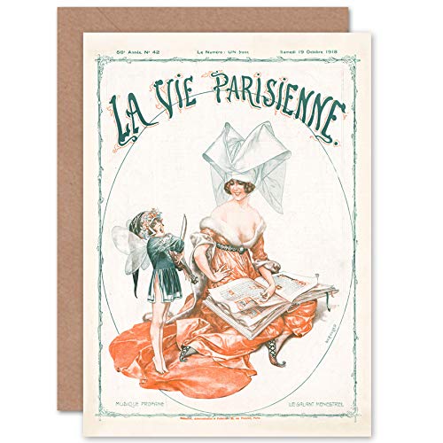 Artery8 La Vie Parisienne Gallant Minstrel Music Magazine Cover Sealed Greeting Card Plus Envelope Blank inside