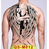 CFCYS Tätowierung Temporäre,Transfer Körper Aufkleber Voller Rücken Großer Mann In Flügel Gewickelt Gothic Tattoo Für Frauen Männer Kinder Arm Brust Bein Taille Hals Tattoo Wasserdicht Abnehmbar Un