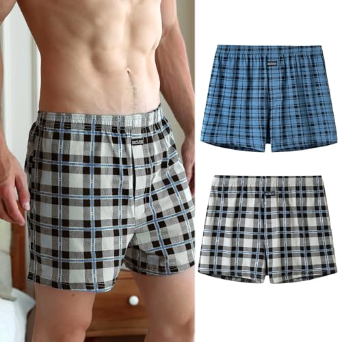 2Pcs Men's Boxer Shorts, Boxers for Men, Relaxed Fit, Moisture Wicking, Blue