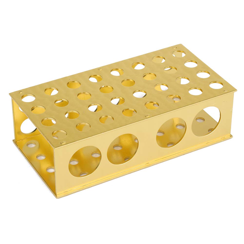 Soporte para tubos de ensayo de aluminio dorado 8x12, 3x18, 30 mm diámetro del orificio