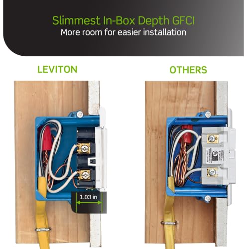 Image of Leviton Slim GFCI Outlet, Non Tamper-Resistant, 20 Amp, GFNT2-I, Ivory