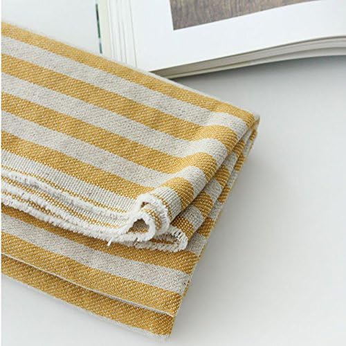 Linen Cotton Fabric Stripe Fabric by The Yards 110cm Cozy Mustard Yellow Stripe