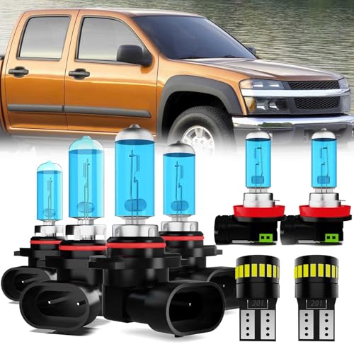 Image of Headlight Bulbs License Plate Lights Fit For Chevrolet Colorado 2004-2005, 9005 High Beam + 9006 Low Beam + H11 Fog Lights Halogen Light Bulb + License Plate Lights, Pack of 8
