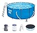 Produktbild Bestway Steel Pro Max 366x122 cm, stabiler Frame Pool rund im Komplett Set, inklusive Filterpumpe, Sicherheitsleiter und PVC-Abdeckplane