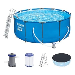 Bestway Steel Pro Max Framepool Complete set, rond, met filterpomp, veiligheidsladder & afdekzeil 366 x 122 cm zwembad…