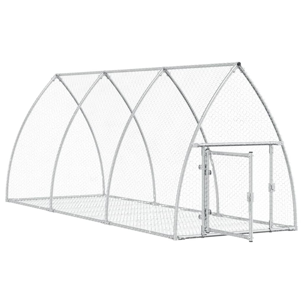 vidaXL Hasenstall, Freilaufgehege für Kleintiere, Outdoor Kaninchenkäfig Kaninchenstall Hasenkäfig, Kaninchen Freigehege, Silbern 105x300x120cm Verzinkter Stahl