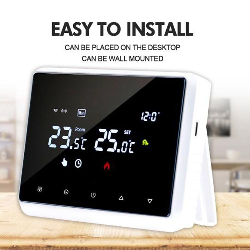 pour TUYA Thermostat intelligent WiFi, contrôleur de température programmable, chauffe-eau mural sans fil pour chaudière/eau (noir)