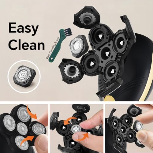 Image of Head Shaver for Bald Men - Electric Rotary Razor Rechargeable - Waterproof 5D Bald Head Shavers 9500 RPM High Speed Fast Shaving Beard Trimmer Type-C Charge for Scalp Face Beard Close Shave