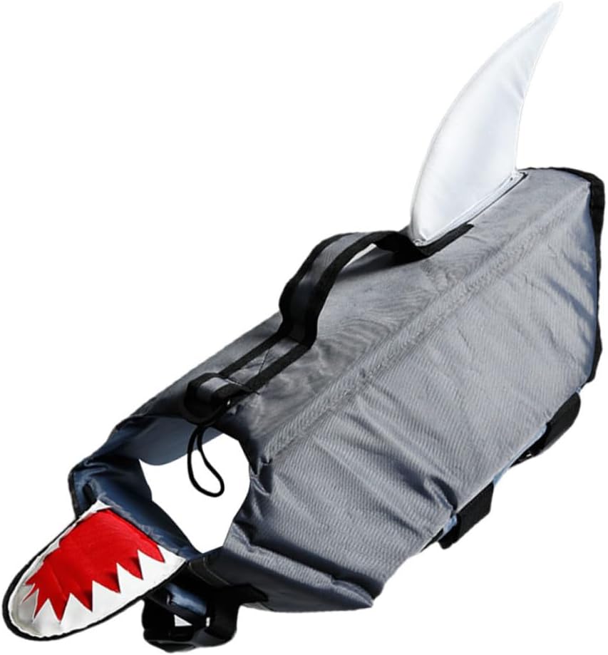 ABOOFAN Dog Swimming Suit Shark Design Reflective Safety Vest Grey XL Outdoor Training Life Jacket for Dogs Puppy Swimwear