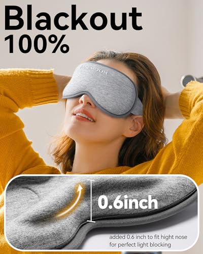 Weighted Eye Mask for Sleeping - Blackout Sleep Mask for Women Men, FACEMOON Lash Extension Eye Covers, Memory Foam, 3D Contoured, Airplane Travel Essentials, Blindfold for Meditation(Gray) - Image 6