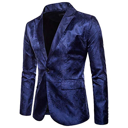 Chaqueta de Traje para Hombre, Hombres de Encanto Casual Un Botón Apto Traje Blazer Chaqueta de Abrigo Tops Tefamore (Armada, XL)