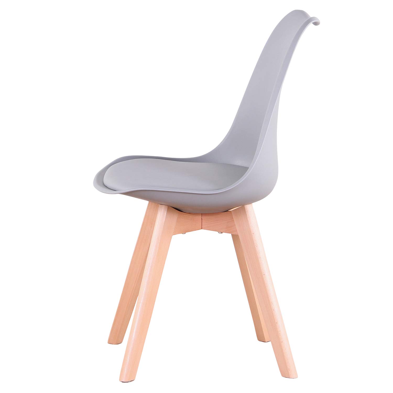 BenyLed Set di 6 Sedie da Pranzo a Forma di Tulipano con Seduta Imbottita e Gambe in Legno di Faggio, ideali per Sala da Pranzo, Cucina, Soggiorno, Bar, Grigio