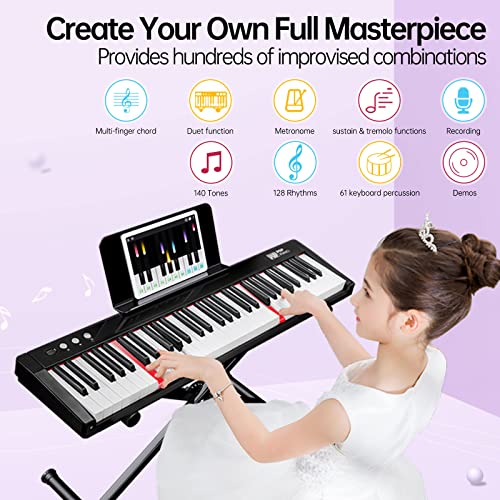 Keyboard mit Leuchttasten Terence Piano 61 Tasten für Einsteiger