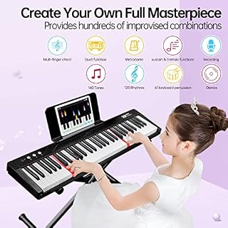 TERENCE Piano Numerique 61 Touches semi-lestées avec Stands Touches Lumineuses Batterie Intégré de 1800mAh interface… - Les Beatles, Paul McCartney, John Lennon, RIngo Starr, George Harrison TERENCE Piano Numerique 61 Touches semi-lestées avec Stands Touches Lumineuses Batterie Intégré de 1800mAh interface… – Image 2