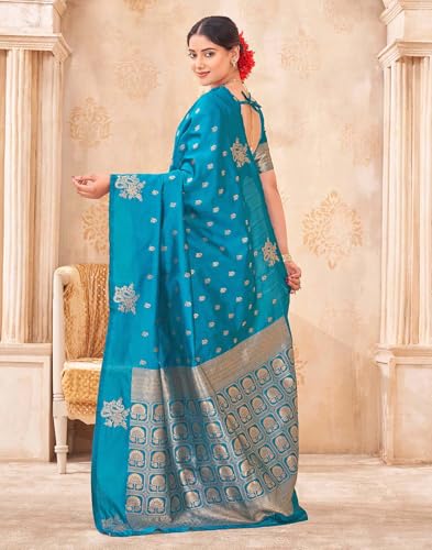 Image of SIRIL Women's Banarasi Soft Silk Saree Pure Silk with Unstitched Blouse Piece