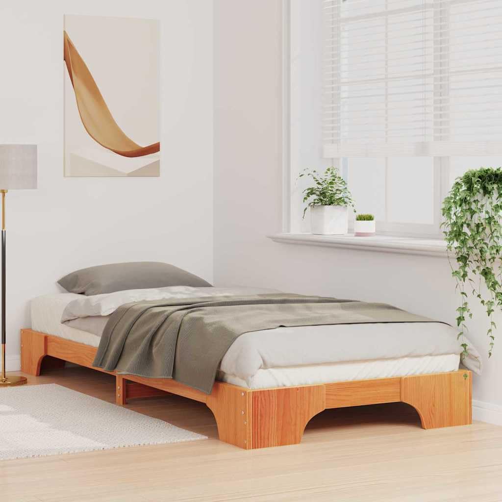 Marco de Cama en el Suelo de Madera Maciza de Pino Marrón Estructura de Perfil Bajo para Dormitorio Moderno Minimalista Ensamblaje Sencillo y Diseño Eficiente en Espacio
