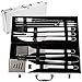 Stainless Steel BBQ Grill Tools Set with Premium Aluminum Case - 10 Heavy Duty Professional-Quality Grill Utensils/Barbecue Tools for Complete Outdoor Grilling | In a Portable Case