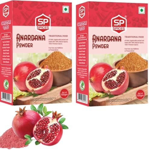 Anardana Powder (2 x 100g) - Pure, Fresh, Dried Pomegranate Seed Powder by SP SPICES - Perfect for Chhole, Dal Tadka & More