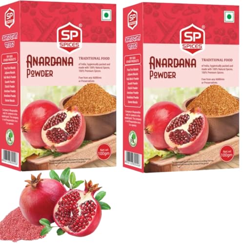 Image of Anardana Powder (2 x 100g) - Pure, Fresh, Dried Pomegranate Seed Powder by SP SPICES - Perfect for Chhole, Dal Tadka & More