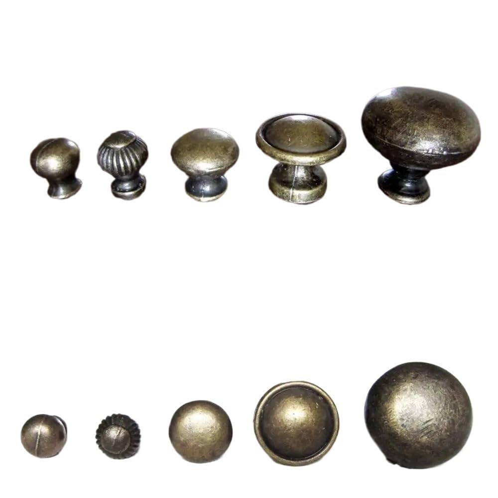 YONMLEDO Brass Vintage Drawer Handles 2pcs Antique Brass Vintage Bronze Round Furniture Jewelry Chest Box Cabinet Cupboard Dresser Drawer Door Window Handle Pull Knob(Knob A 13mm)