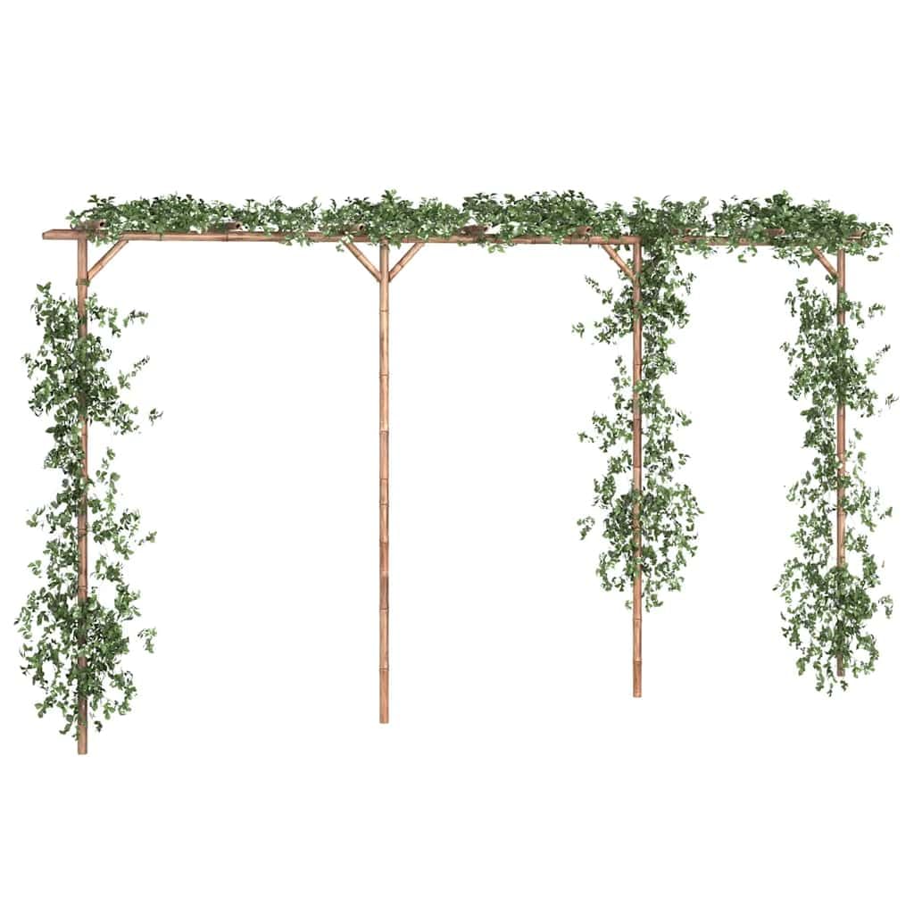 Pergola in bambù, 385 x 40 x 205 cm, resistente alle intemperie e impermeabile, per piante rampicanti, gazebo stabile in stile rustico per terrazza, cortile o giardino, decorativo