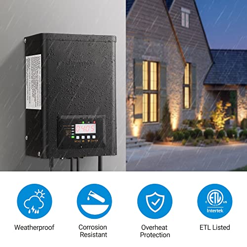 Dewenwils 300W Low Voltage Transformer With Timer And Photocell Sensor, 120V Ac To 12V/14V Ac, Landscape Lighting Transformer For Spotlight, Pathway Light, Outdoor& Indoor Weatherproof, Etl Listed #TOP3