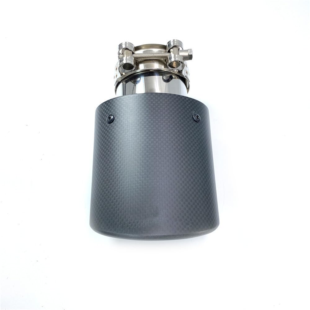 Cola De Escape Coche 1 Uds. Puntas de escape ovaladas inclinadas for coche, escapes fibra carbono mate, tubos ovalados, silenciador negro inoxidable, puntas dobles(60mm-130mm Oval)