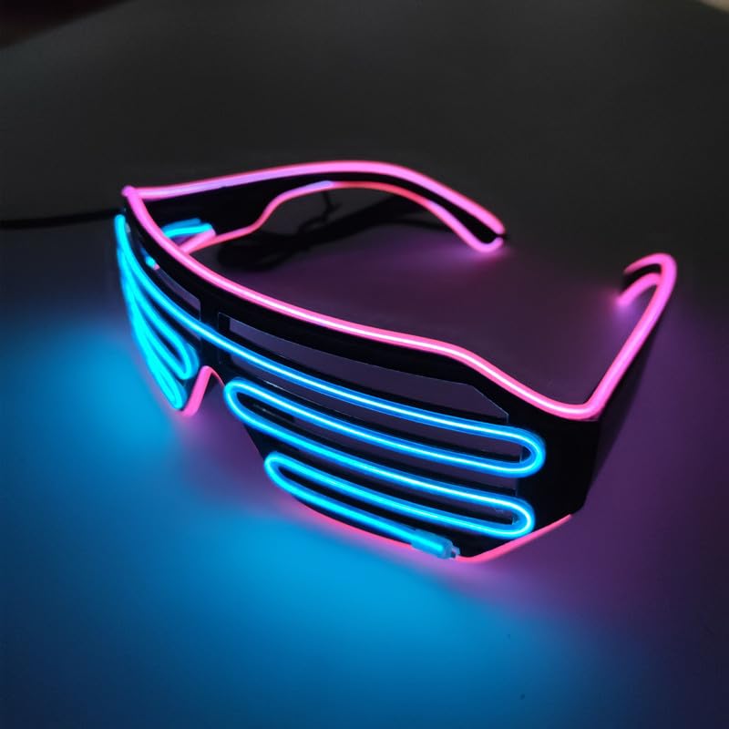 Xdorra LED Neon Rave Shutter Glasses for Men Adult Party Neon Gift, Light Up LED Colsplay Costume DJ Eyewear for Halloween Carnival (1)