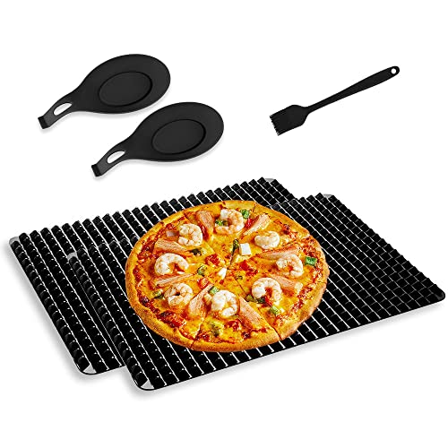 ANTHYTA 2er Pack Silikon Backmatte mit Pyramiden-Struktur Hitzebeständige Silikon Pyramidenmatte 27*39cm Backpapier Backunterlage Silikon Pyramid Backblech Backmatte für Ofen Grill BBQ Indoor Cover