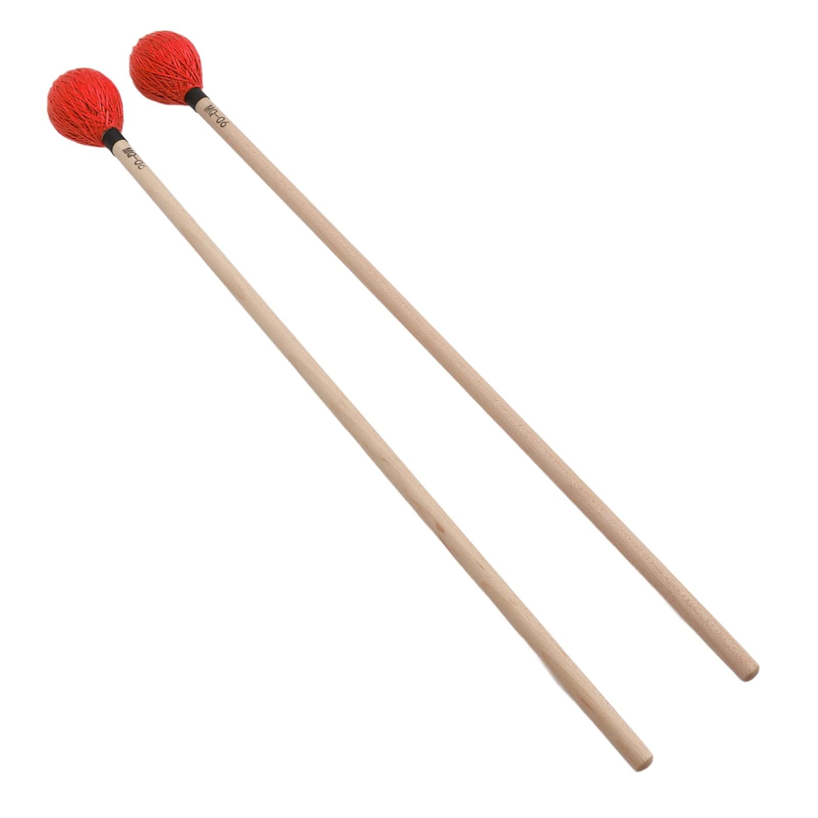 Mazo Medio Duro Mazo de Hilo Duro Liso Juego de 1 Par de Mazos de Marimba Profesionales para Instrumentos de Percusión Cabeza de Arce Resistente al Desgaste (Rojo)