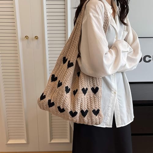 Bolso tote de hombro tejido grande estilo crochet miniatura 3