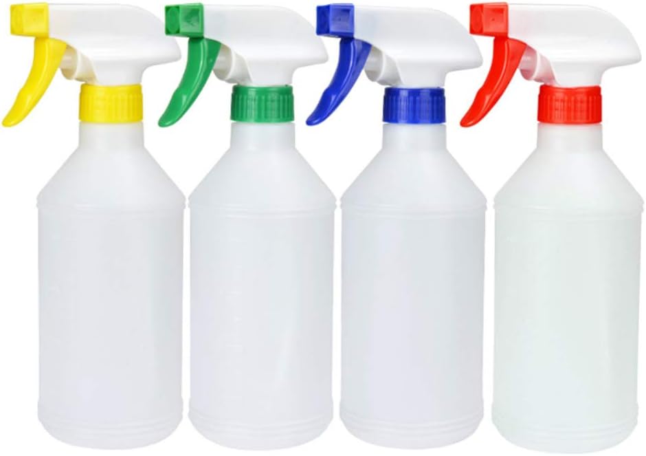 Cratone Pack of 4 Trigger Spray Bottles 500ml White Empty Water Spray Bottle Atomizer for Cleaning Flower Plant Garden Irrigation Tool (White)