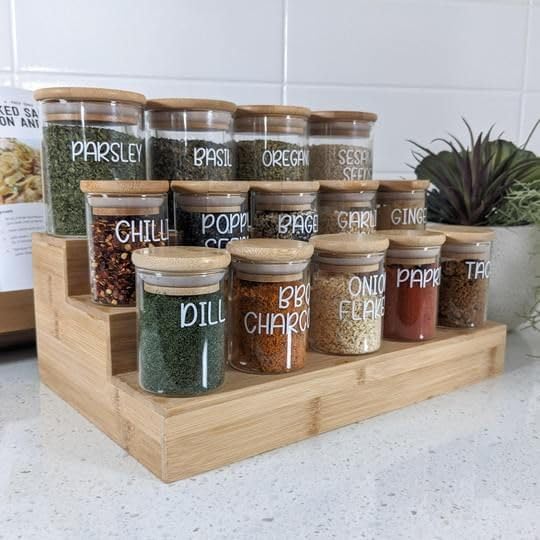 Image of Multipurpose Wooden Countertop Spice Rack Kitchen Organizer 3-Tier Kitchen Storage Jars Holder & Kithen Decor Item Standing Shelf Pot Stand Book Shelf Pack Of 1