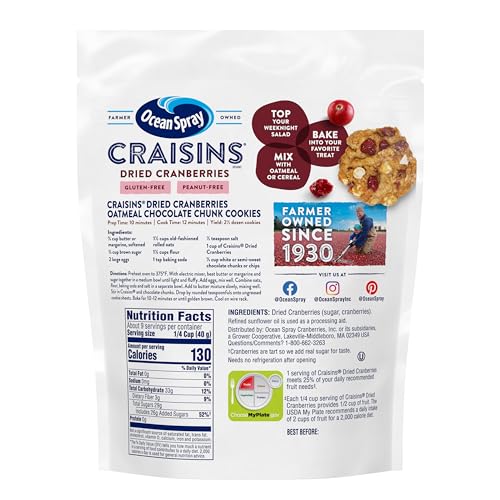 Image of Ocean Spray, Craisins Dried Cranberries, Original, 12 Ounce Resealable Bag