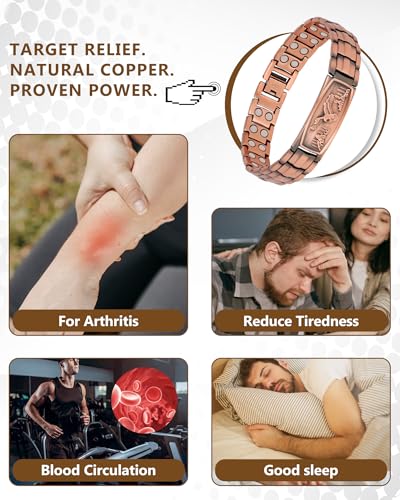 Feraco Copper Bracelet for Men-Magnetic Bracelets 99.99% Pure Copper Jewelry Gift with Adjustable Sizing Tool, Magnetic Field Therapy Jewelry with Eagle Pattern - image 7