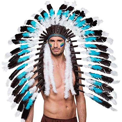 Boland 44141 - Kopfschmuck Indianer Snow Wolf, für Erwachsene, Häuptling, Stirnband, Kopfbedeckung mit Federn, Accessoire, Kostüm, Karneval, Mottoparty Cover