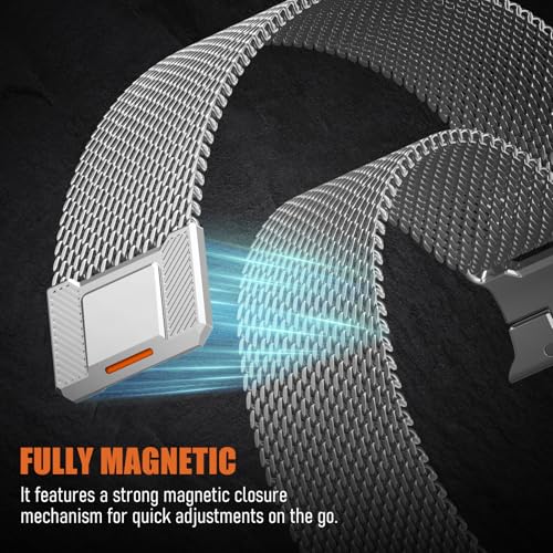 Image of BXUXOHS Milanese Loop for Apple Watch Ultra 3 /2 Band 49mm 46mm 45mm 44mm 42mm Men,Tactical Mecha Strap Military-Grade Design,Magnetic Metal Wristband for iWatch Ultra 2 /3 Series 11 /10 /9 /8 /7 /6 /5 /4 SE