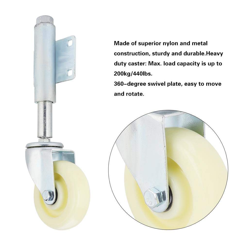 Nylon Gate Wheel Spring 4" Loaded Swivel Caster Heavy Duty 440lbs Load Capacity