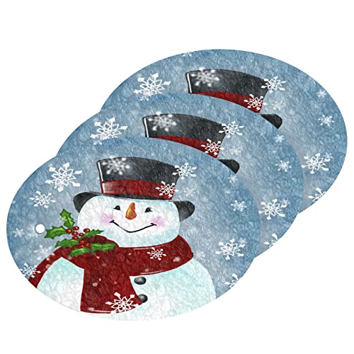 Image of Cute Smiling Winter Snowman Kitchen Sponges Christmas Snowflakes Xmas Holly Berry Red Scarf Cleaning Dish Sponges Non-Scratch Natural Scrubber Sponge for Kitchen Bathroom Cars pack of 3