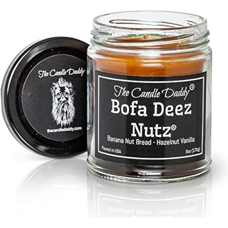 Bofa Deez Nutz- Funny- Banana Nut Bread n Hazelnut Vanilla- Scented Candle- Double Pour- 6 Ounce- 40 Hour Burn Time