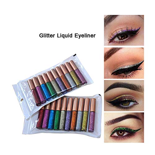 Hacaus Liquid Eyeliner Set Glitter Liquid Eyeliner Waterproof Shimmer Silver Gold Metallic Colorful Eyeliners Eyeshadow Makeup 1Pcs #03 #TOP4