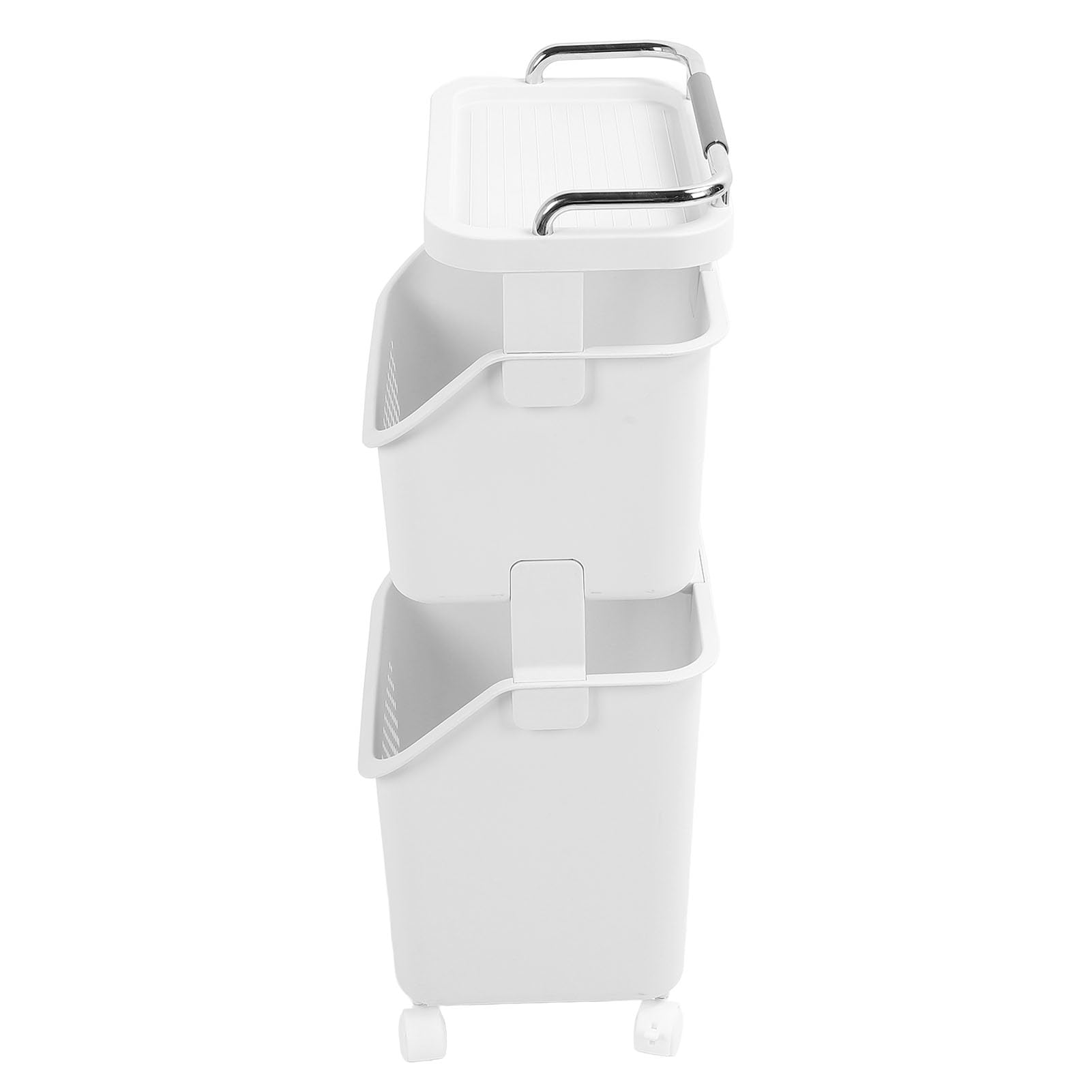 Rollender Wäschekorb, stabiler stapelbarer Wäschekorb, Organizer mit Rollen für Zuhause, Küche, Badezimmer, PP-ABS-Material, 34 cm Länge, 29 cm Breite (2 Schichten)