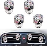 PACKAGE CONTENTS: Set of 4 crystal skull-shaped car air fresheners with vent clip design, adding a unique and stylish touch to your vehicle's interior DECORATIVE DESIGN: Features sparkling rhinestone accents and diamond-like crystals that catch light...