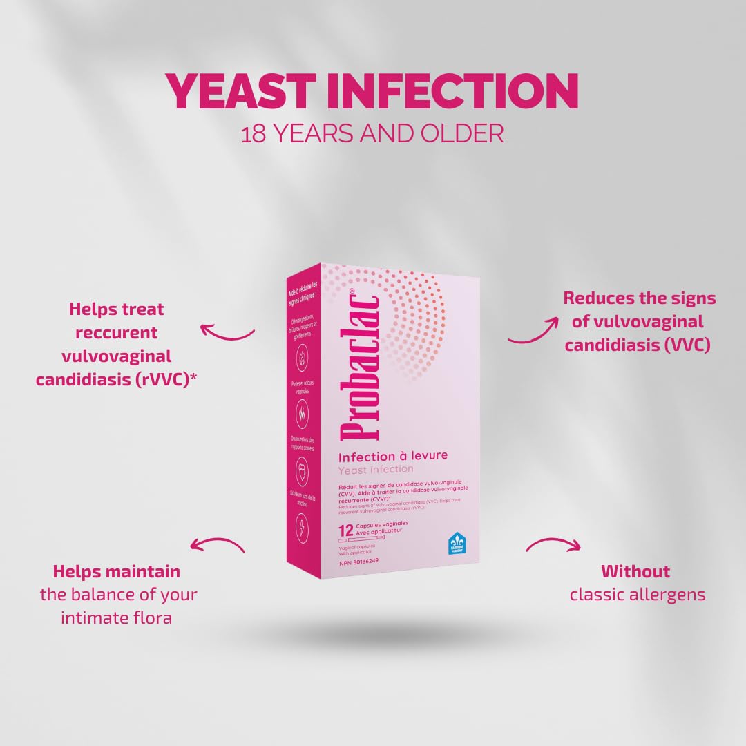 Probaclac Vaginal Probiotic Capsules for Yeast Infection Treatment & Balance Support, Helps Maintain Intimate Flora, Helps Treat (rVVC) , (12) Vaginal Capsules with Applicator, Dairy Free, Gluten Free, Soy Free (1) - 5